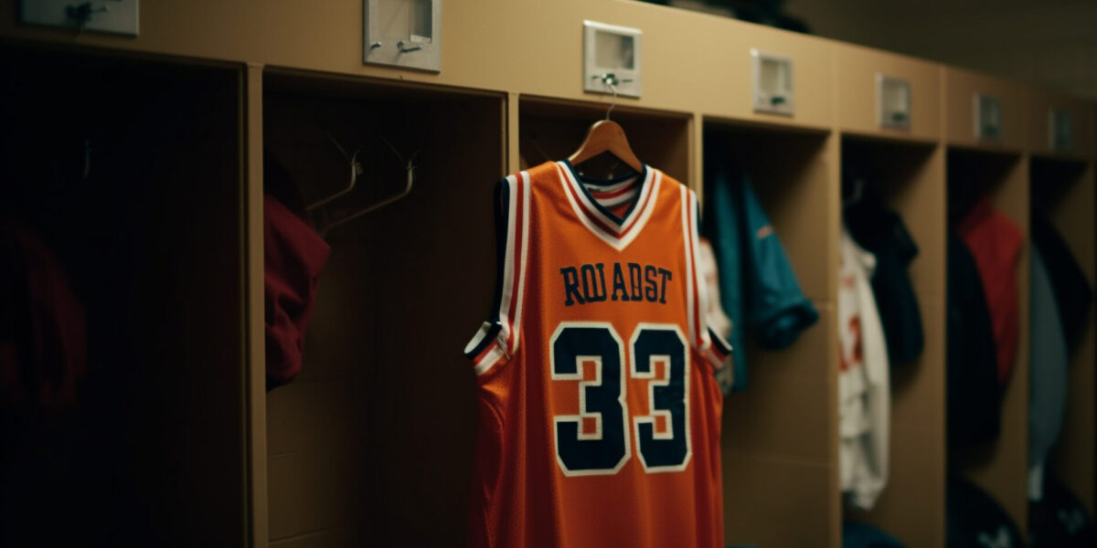 Sports store collection modern sports uniforms in rows generated by artificial intelligence