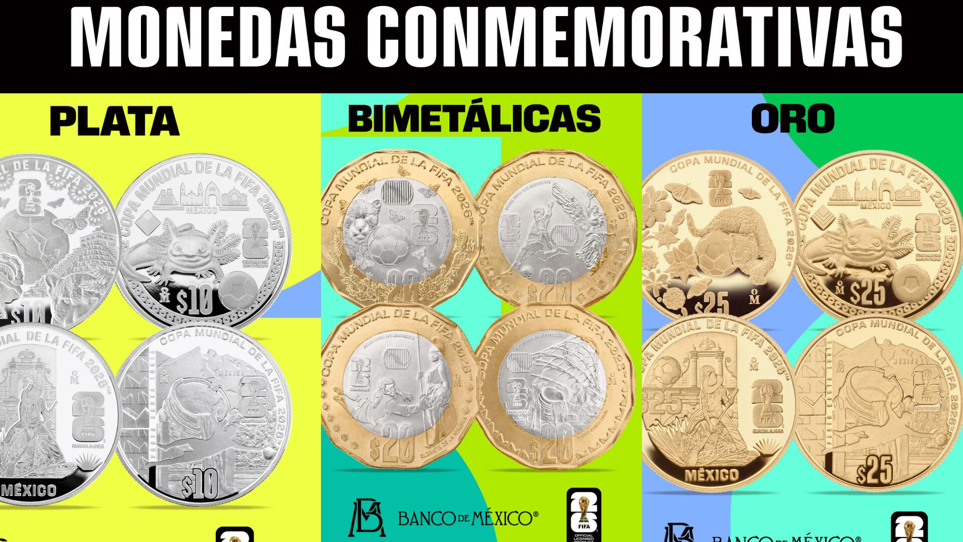El Mundial 2026 ya tiene sus monedas conmemorativas. Banxico lanza colección